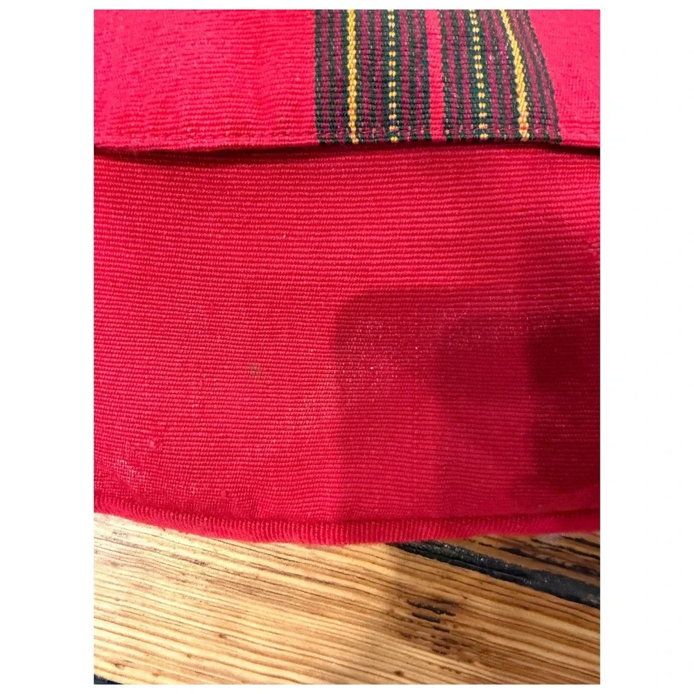 Handmade Crossbody Bag Red Cotton Striped Boho Made in Guatemala Festival